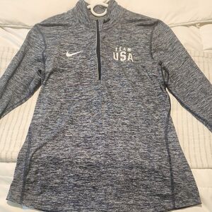 Nike Team USA Heathered Blue Quarter-Zip